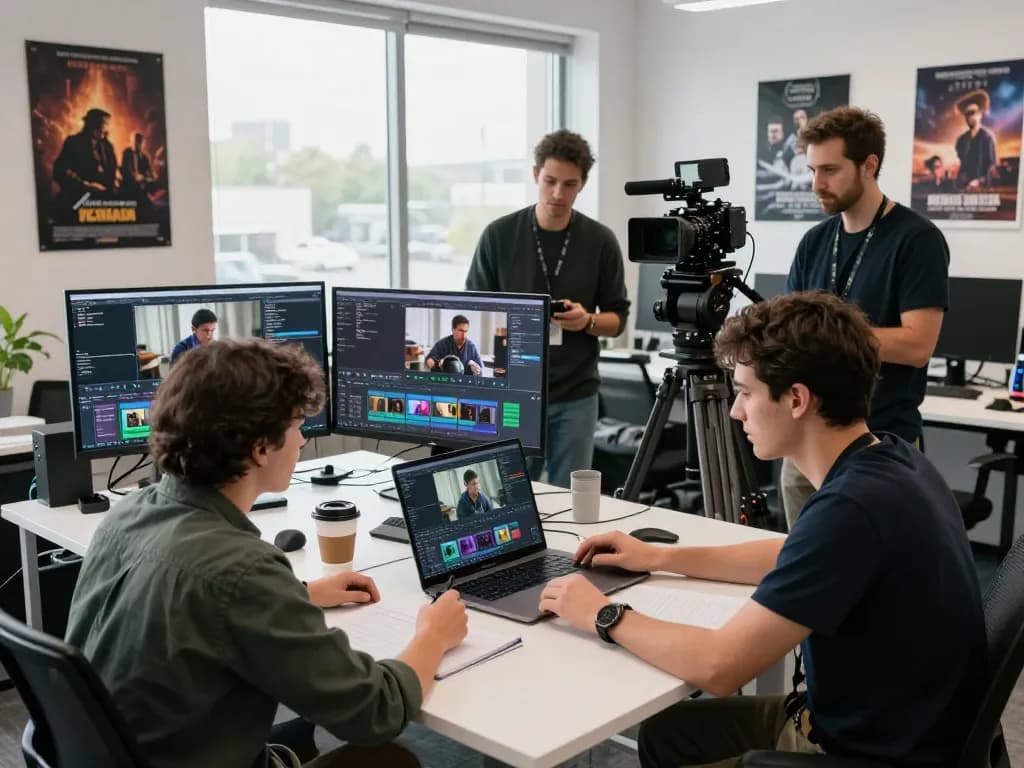 Dynamic video production team using kling ai for innovative storytelling.