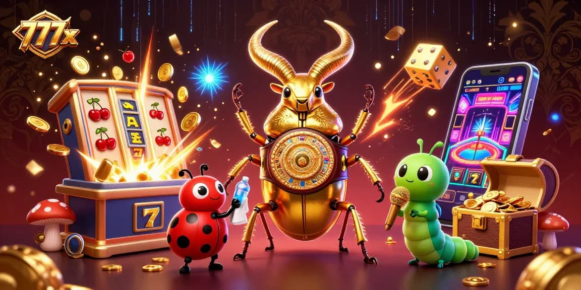 Celebrate big wins with 777x in this vibrant casino showdown featuring colorful characters and jackpot elements.