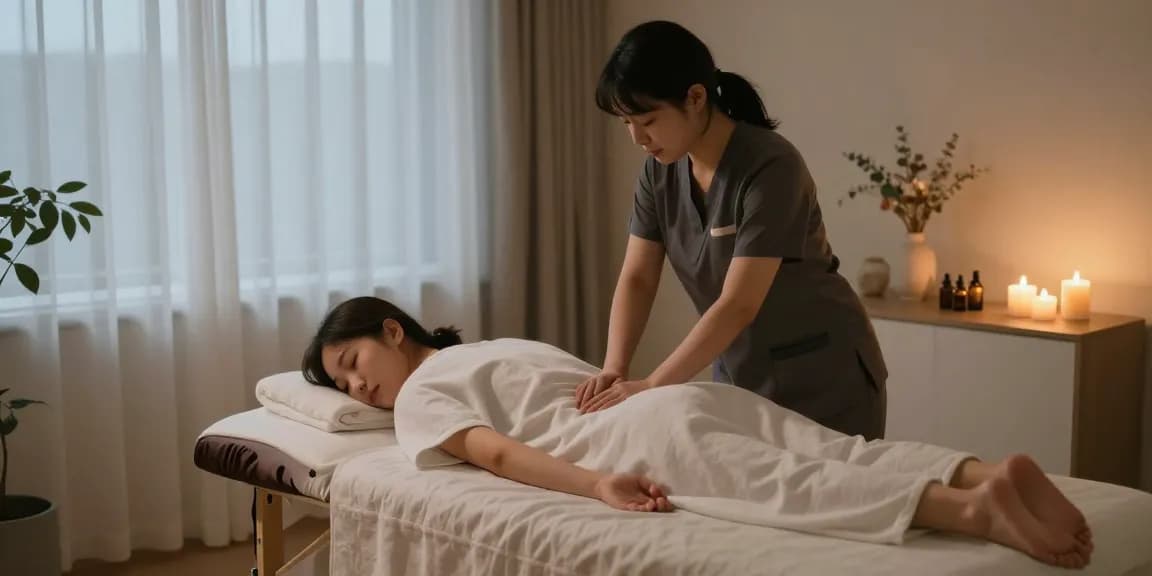 Experience relaxation with 부평출장안마 in a cozy home setting featuring a soothing massage and calming atmosphere