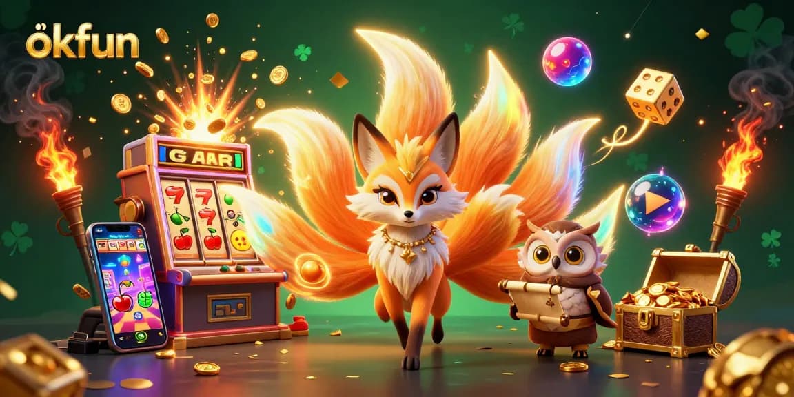 Engage with exciting gambling experiences at okfun featuring vibrant 3D illustrations of casino elements.