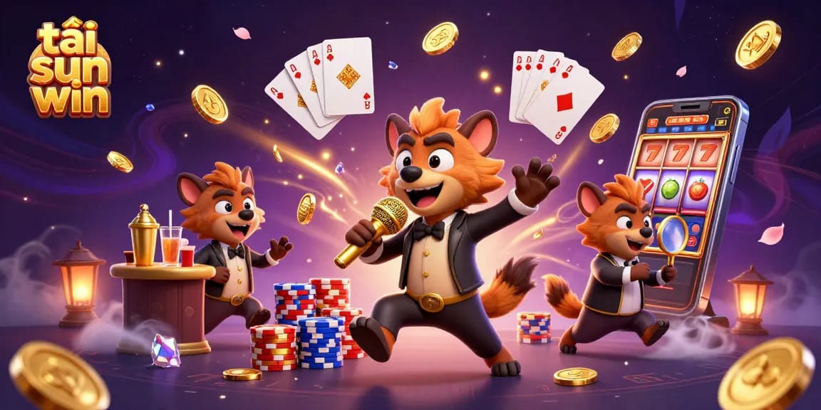 Win big with tải sun win – vibrant cartoon hyenas at a lively comedy casino.