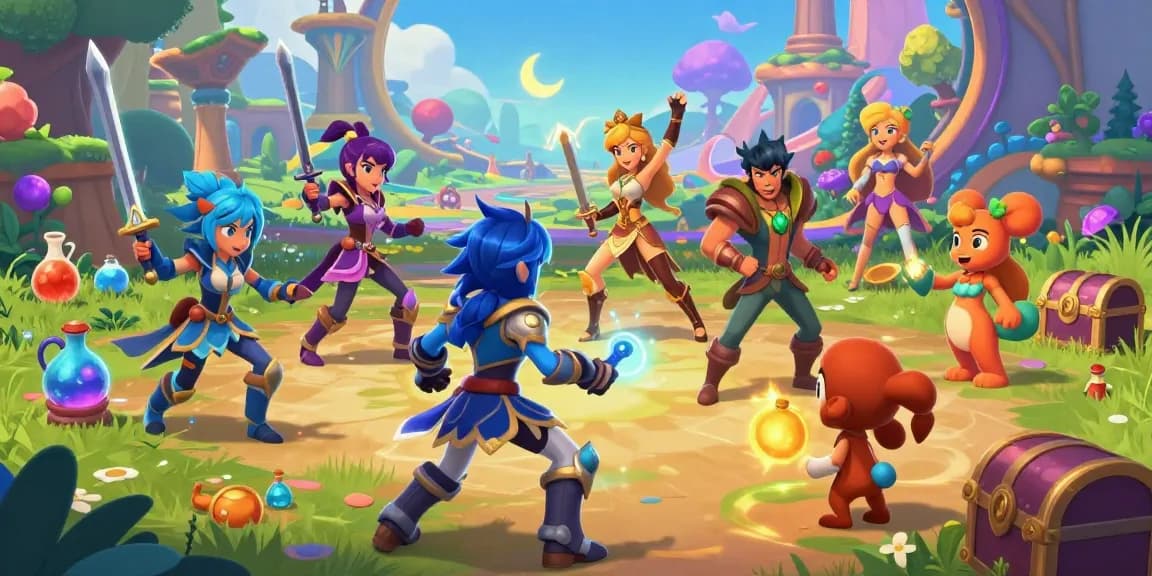 Dynamic NSFW games scene showcasing animated characters in an engaging fantasy setting.