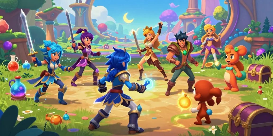 Dynamic NSFW games scene showcasing animated characters in an engaging fantasy setting.