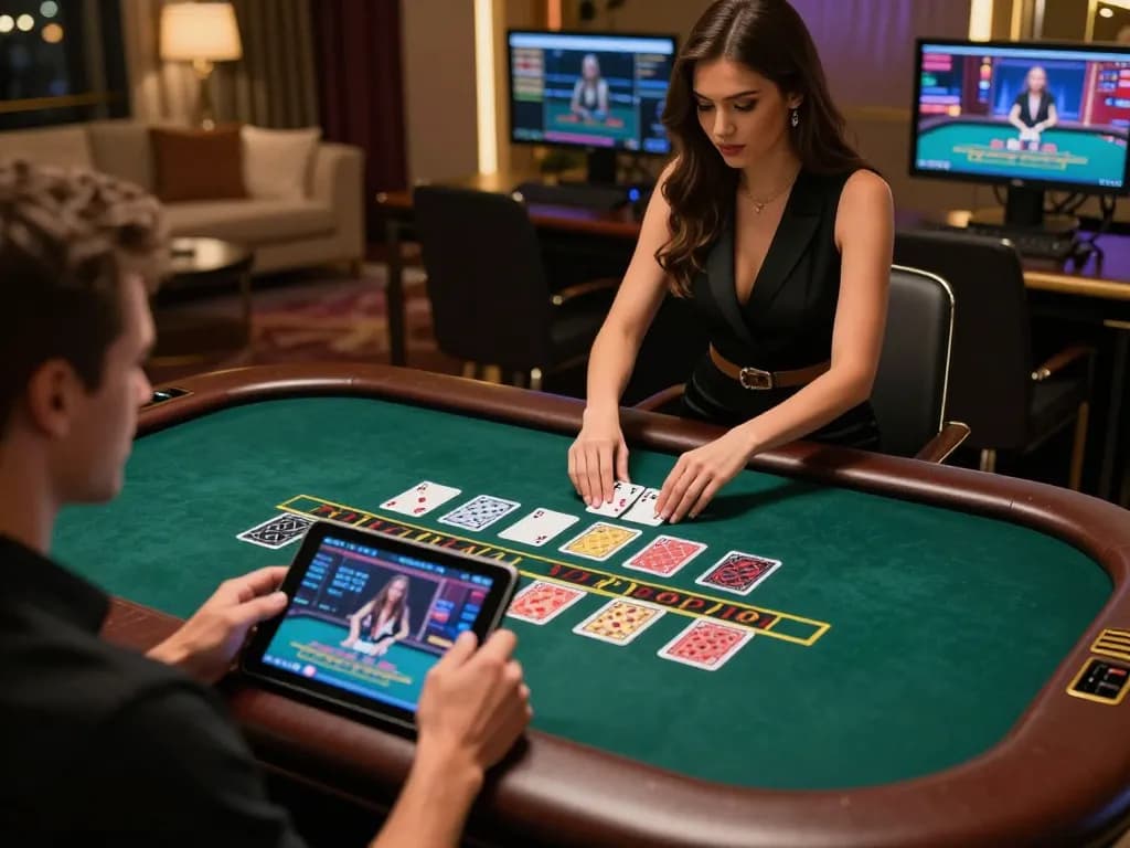 Experience SC88 đăng nhập with dynamic live blackjack gameplay featuring professional dealer and interactive tablet.