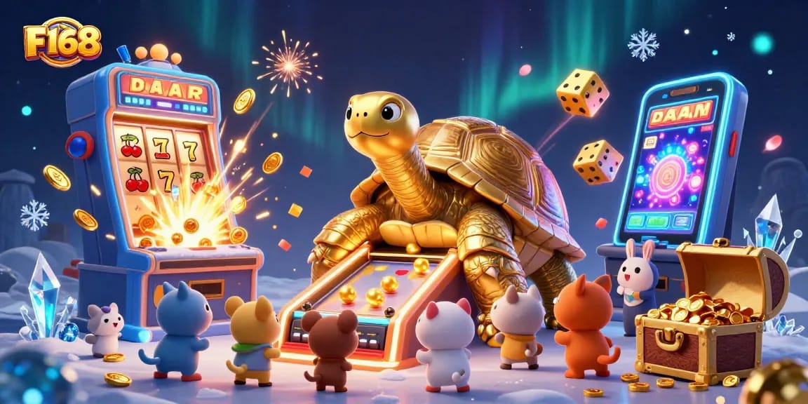 Experience the thrill of F168 with jackpot excitement in a vibrant casino scene filled with golden treasures.