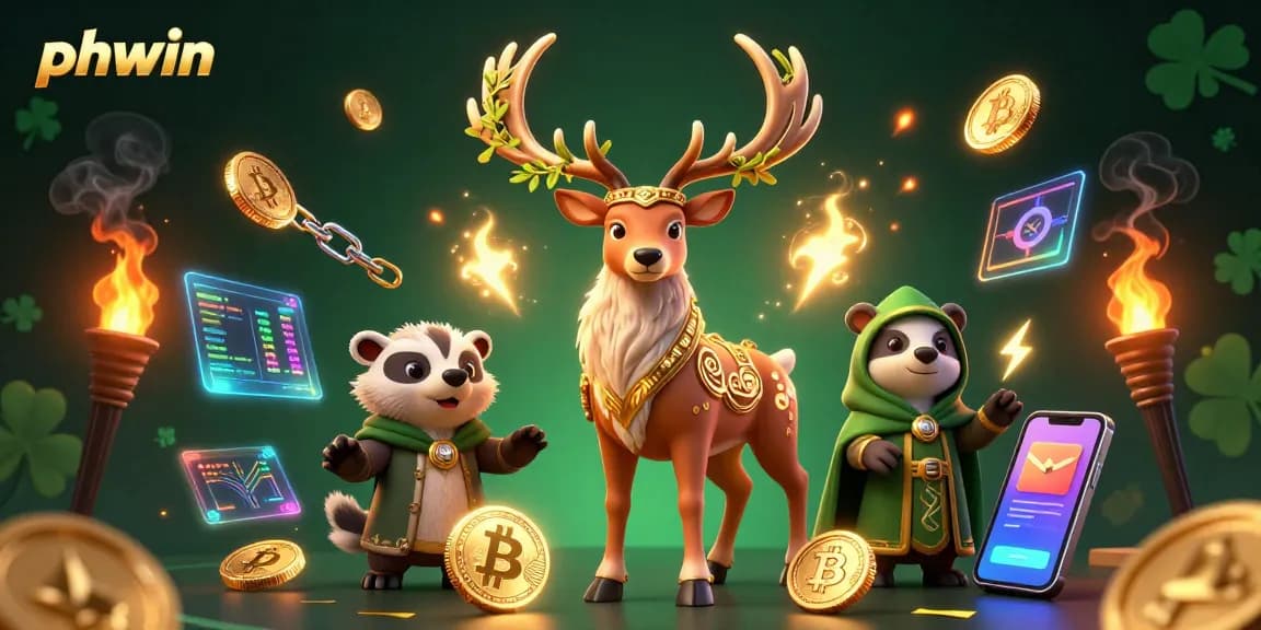 Experience the thrill of phwin with a magical druid and rich crypto elements in this dynamic casino scene.