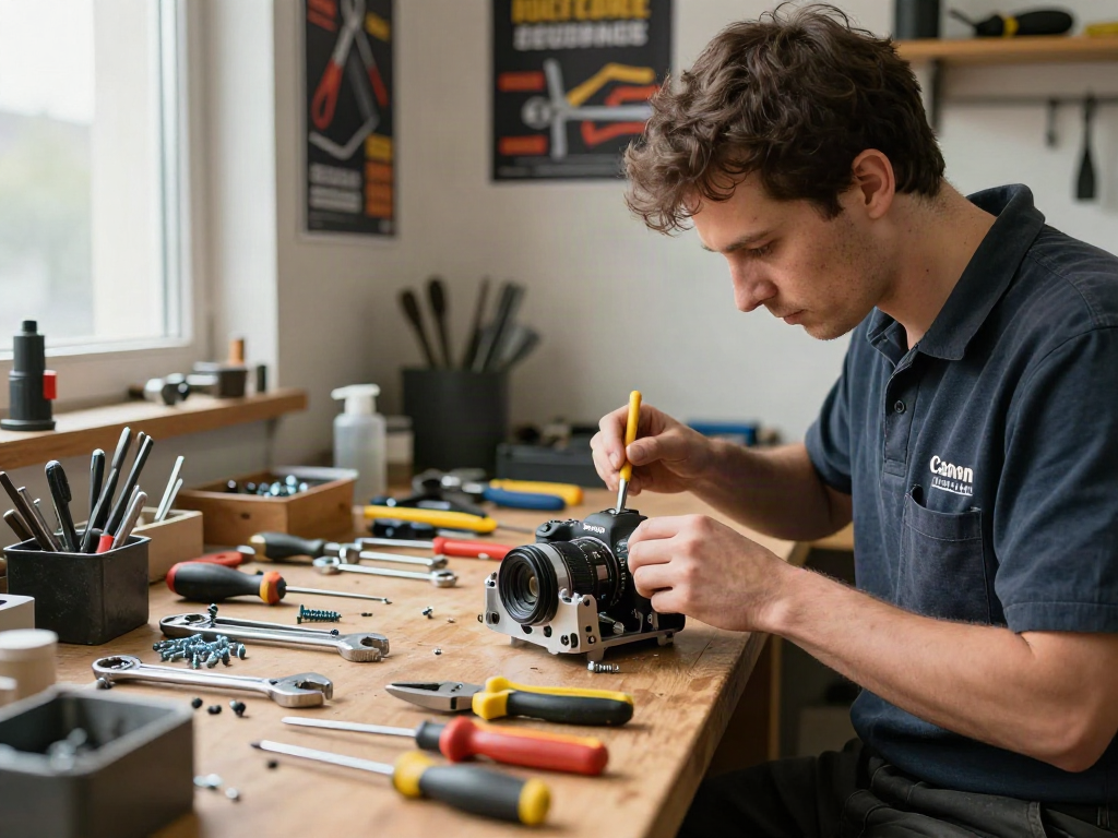 Technician expertly using gedore tools in a bright workshop environment.