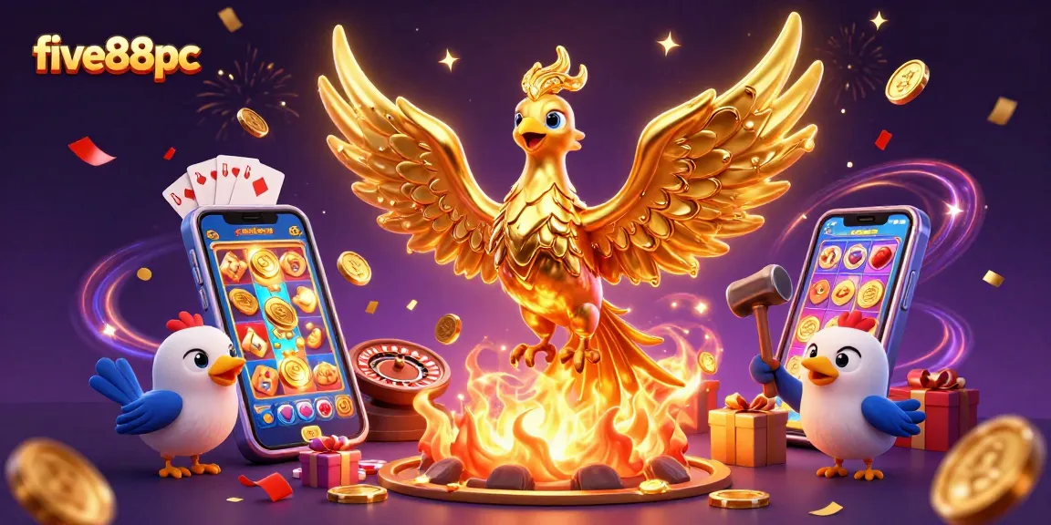Experience the thrill of gaming with five88pc featuring golden phoenix and exciting casino elements.