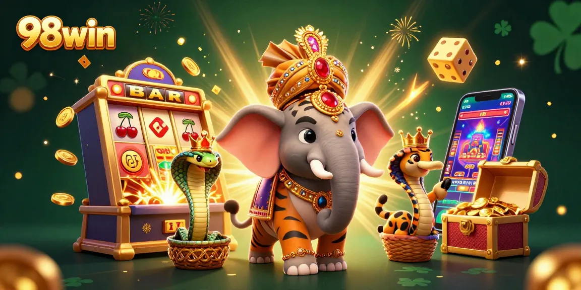 Experience the excitement of 98win with a thrilling jackpot, showcasing vibrant casino elements.