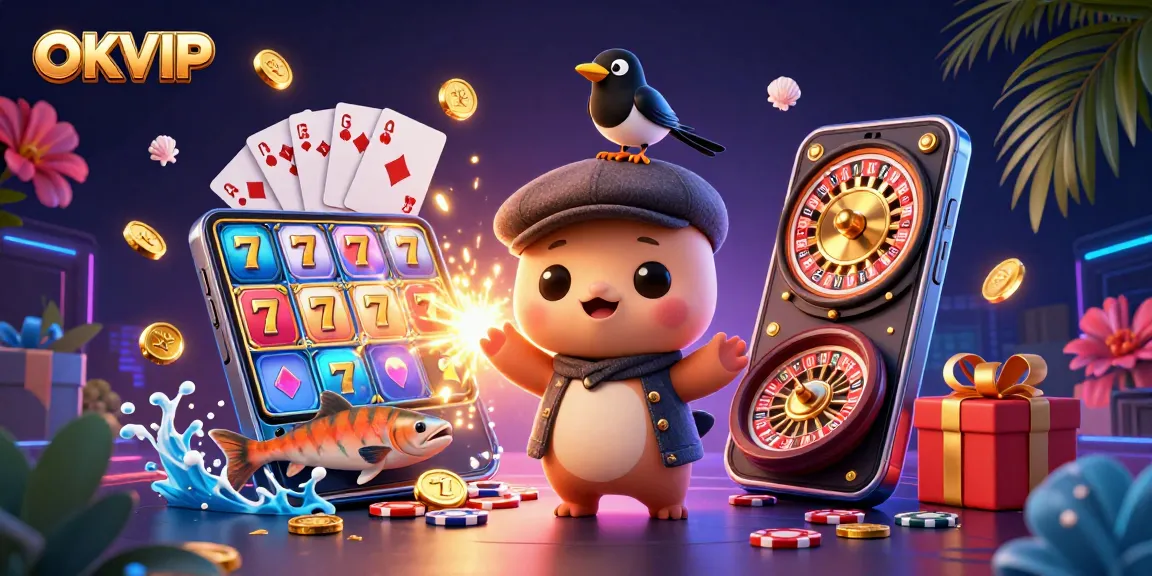 Spin your fortune at OKVIP with vibrant slot games and playful characters.