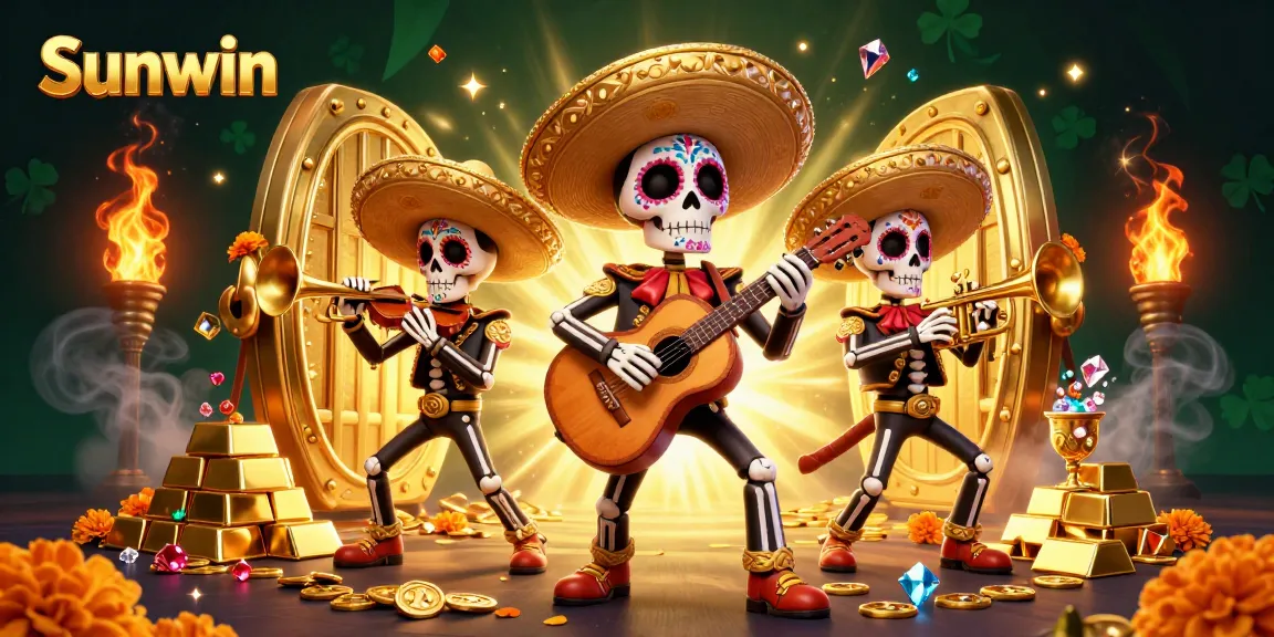 Experience thrilling casino excitement with Sunwin's vibrant illustration featuring a lively mariachi band.
