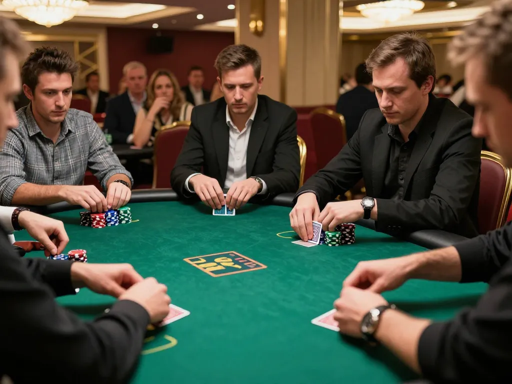 Players engage in high-stakes poker at CM88, showcasing chips and strategies in a luxurious setting.