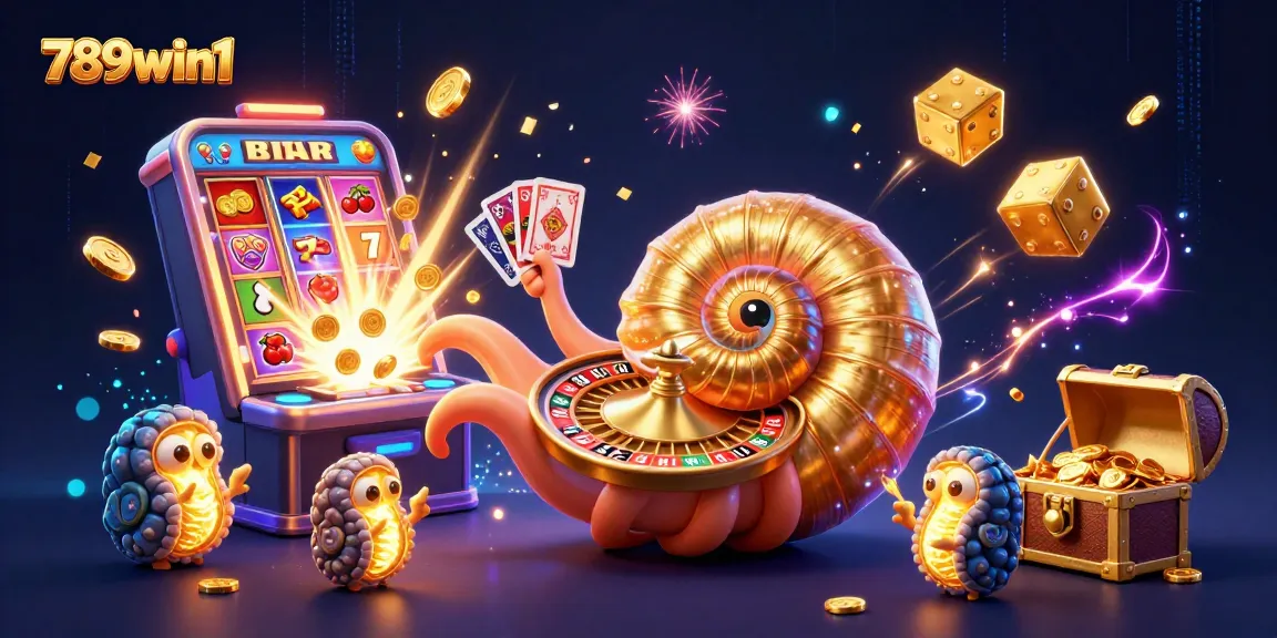 Try your luck with the 789win1 casino experience featuring a vibrant 3D digital scene of excitement.