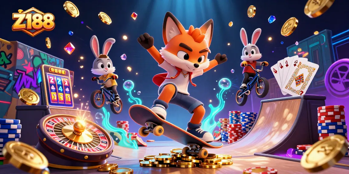 Z188 players enjoying thrilling casino action with vibrant characters and exciting gaming elements.