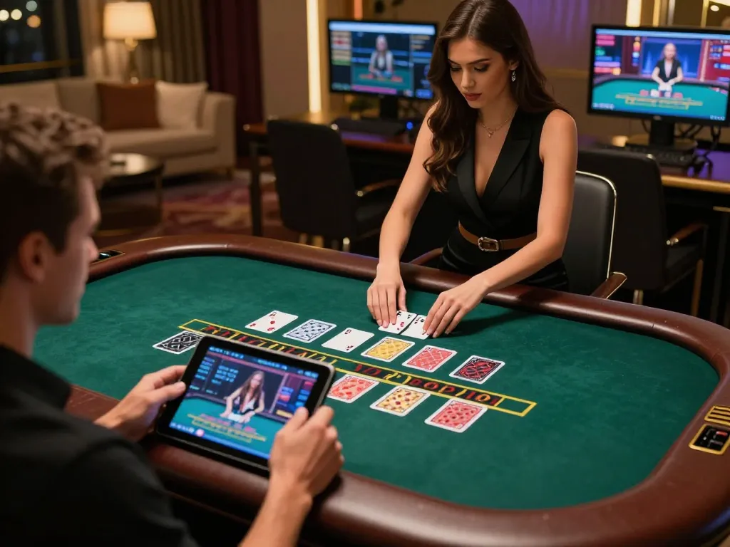 Experience SC88 đăng nhập with dynamic live blackjack gameplay featuring professional dealer and interactive tablet.