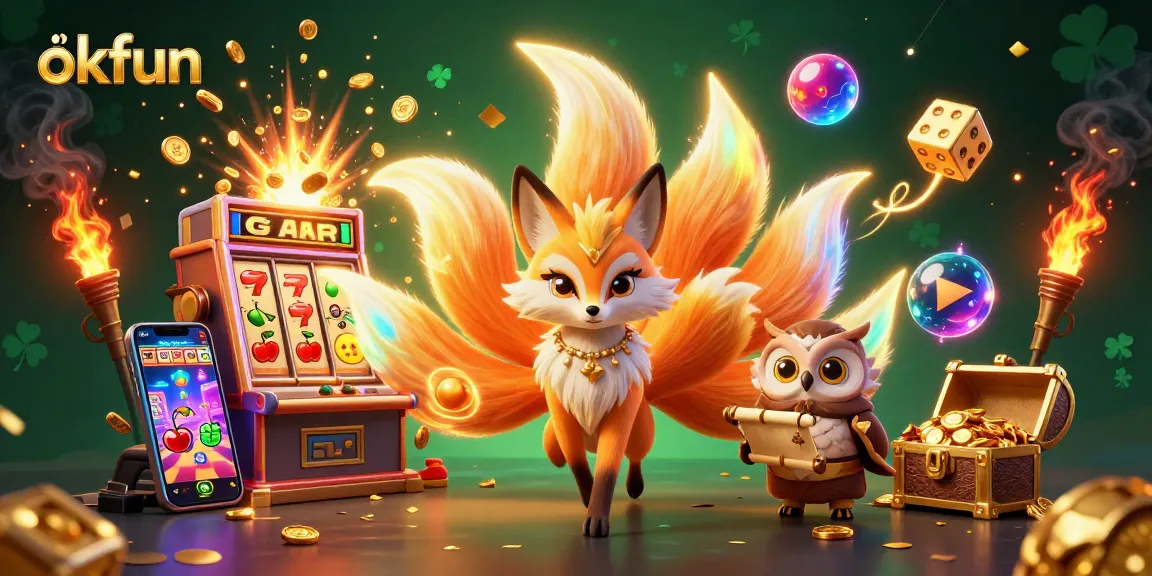 Engage with exciting gambling experiences at okfun featuring vibrant 3D illustrations of casino elements.