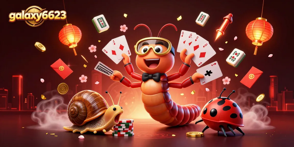 Join the excitement at galaxy6623 with our colorful 3D casino illustration showcasing playful characters and festive elements.