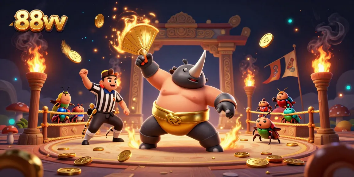 Engage in thrilling bets as 88vv's rhinoceros beetle champion delivers a powerful winning stomp!