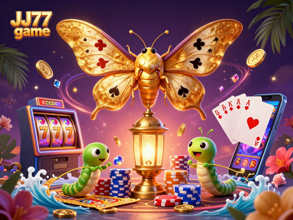 Experience the excitement of the JJ77 game with captivating casino elements and stunning graphics.