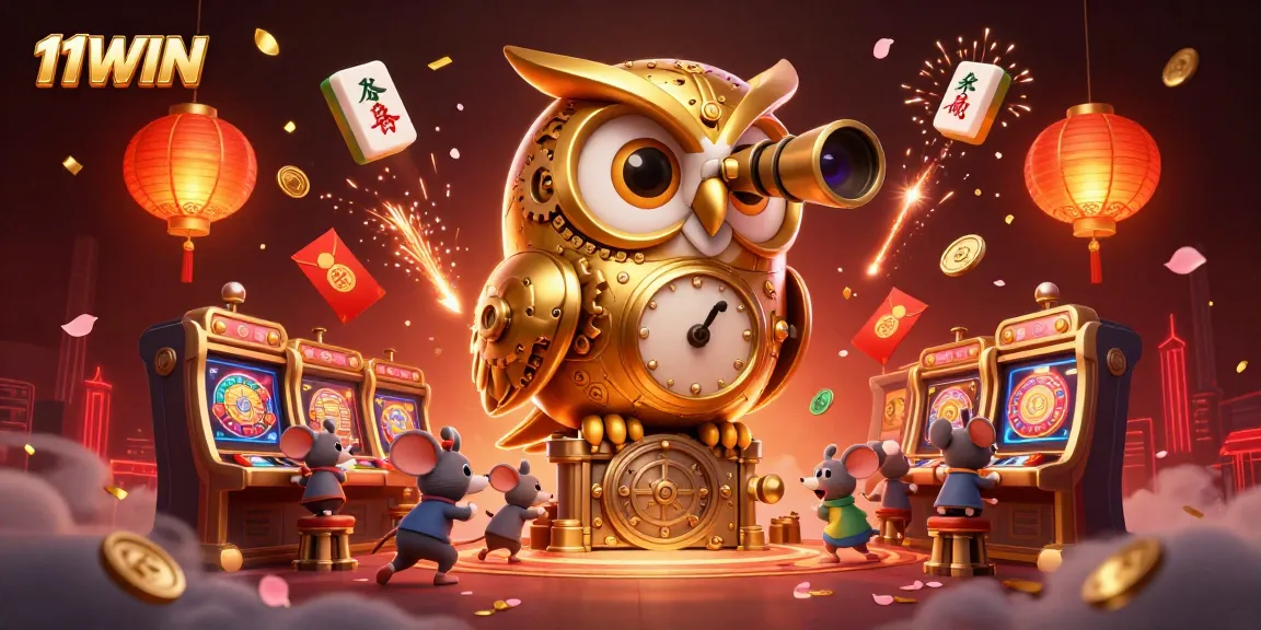 Experience thrilling action at 11WIN casino with dynamic slots, golden owls, and vibrant game elements.