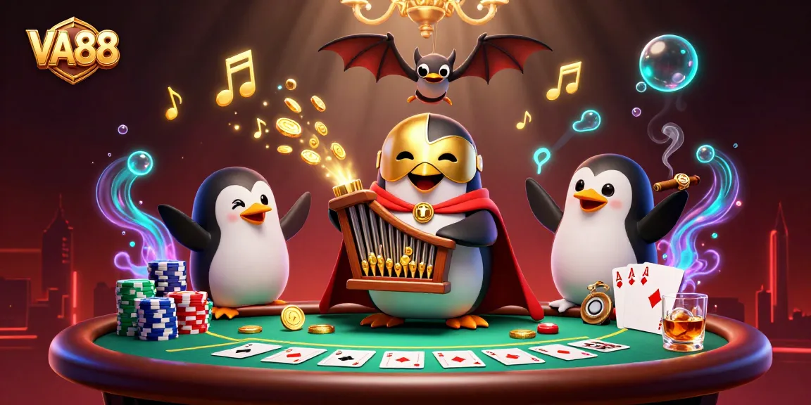 VA88 captures the excitement of gambling with a vibrant casino scene featuring animated characters and rich visual elements.