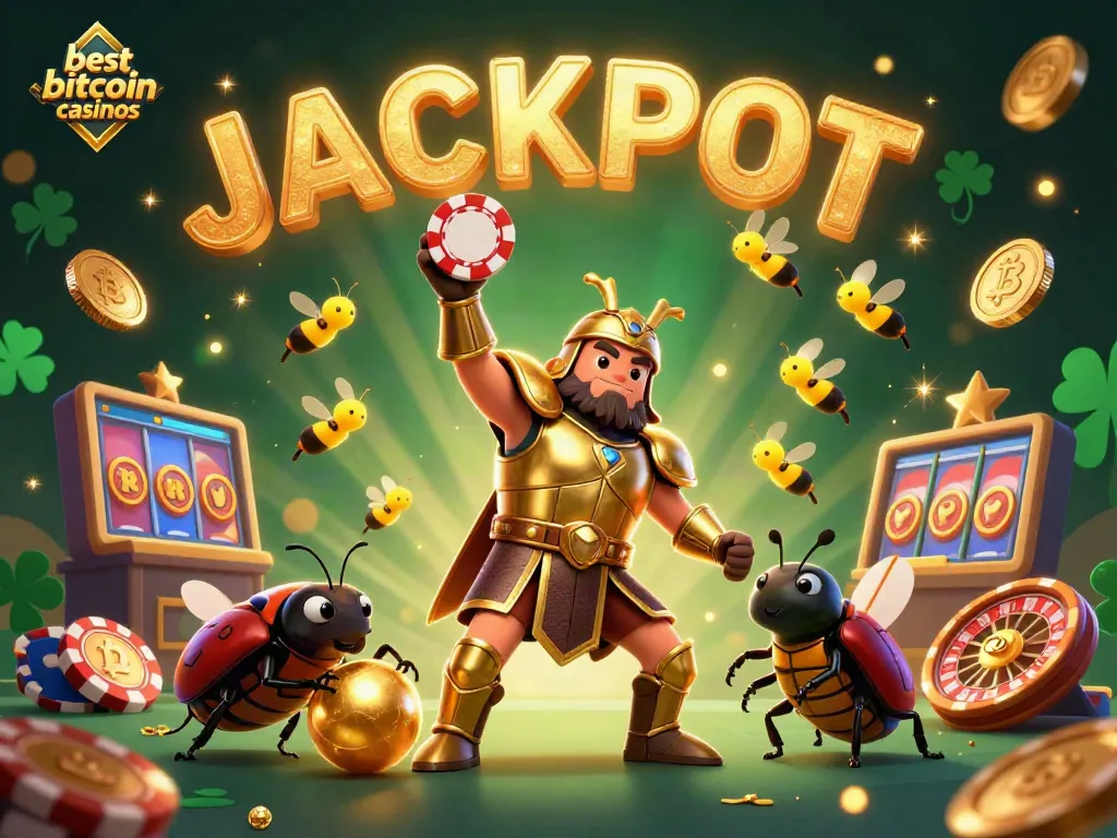 Experience the thrill of playing at the best bitcoin casinos with vibrant 3D characters and gaming elements.