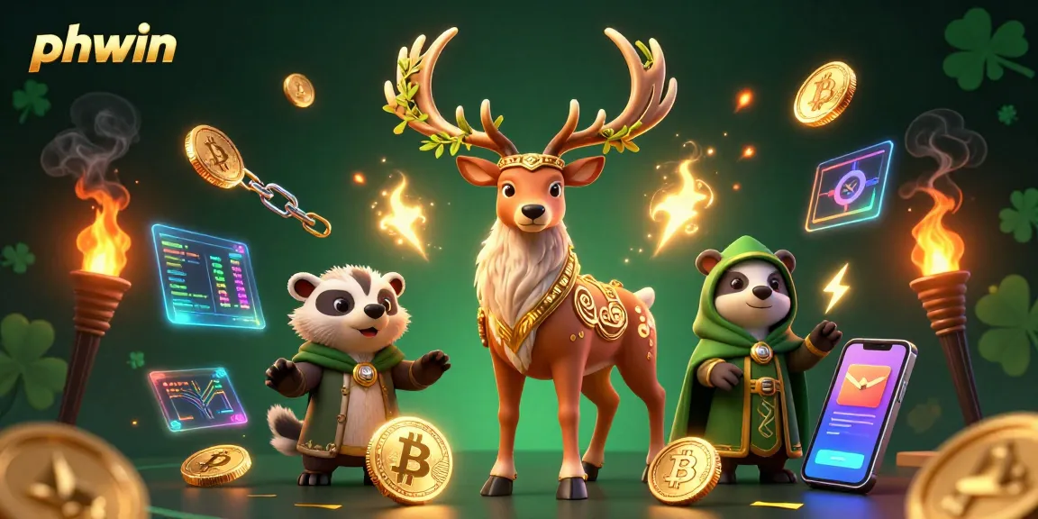 Experience the thrill of phwin with a magical druid and rich crypto elements in this dynamic casino scene.