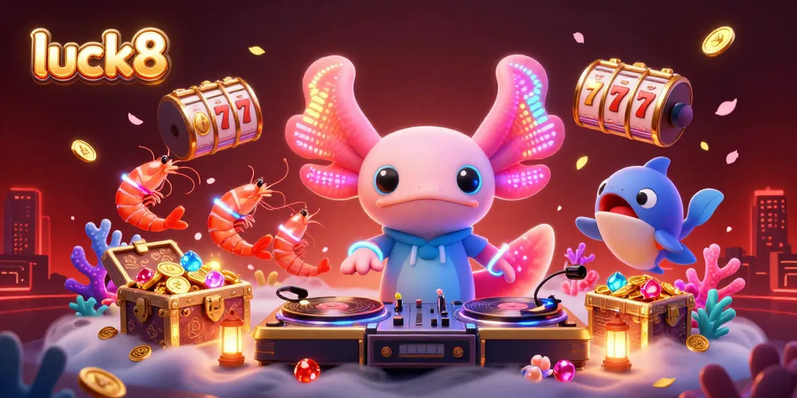 Experience thrilling gameplay with luck8 in a vibrant underwater casino scene featuring unique characters and slot elements.
