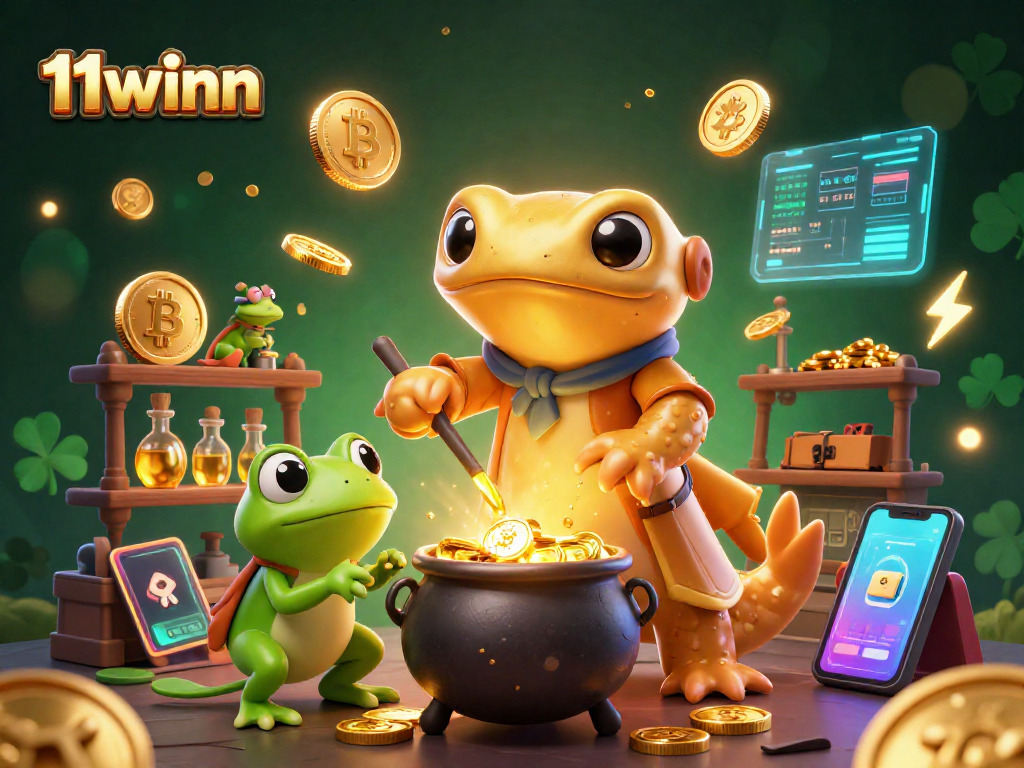 Experience the thrilling 11winn jackpot with golden alchemist, crypto coins, and magical game elements.