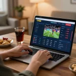 cm88 sports betting action with engaging online platform on a modern laptop in cozy home office.