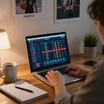 CM88 enthusiast betting live sports from a stylish home office setup with dynamic interaction