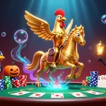 Experience Open88 com in a vibrant casino scene filled with poker elements and energetic characters.