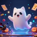 Experience the enchanting universe of Ku88 with a friendly ghost cat in a haunted casino.