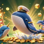 Join the zbet adventure with a whale captain and playful dolphins in a dynamic casino scene.