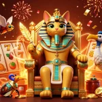 Engage with 11WIN's thrilling casino adventure featuring vibrant pharaohs and slot reels in action.