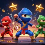 Engage in thrilling gameplay at jokacasino real money pokies australia with dynamic 3D ninja chameleons and casino symbols.