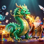 Experience thrilling 11WIN action with the dragon and turtle sage in this vibrant 3D casino scene.